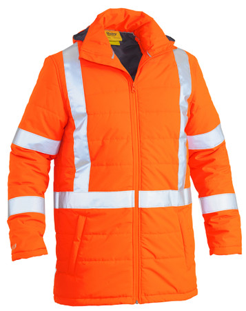 Taped Hi Vis Puffer Jacket with X Back