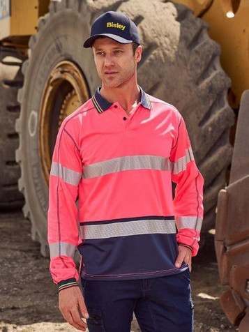 Taped Hi Vis Polyester Mesh Polo L/S