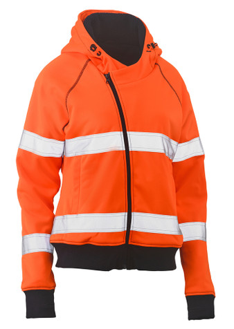Women's Taped Hi Vis Fleece Zip Front Hoodie with Sherpa Lining