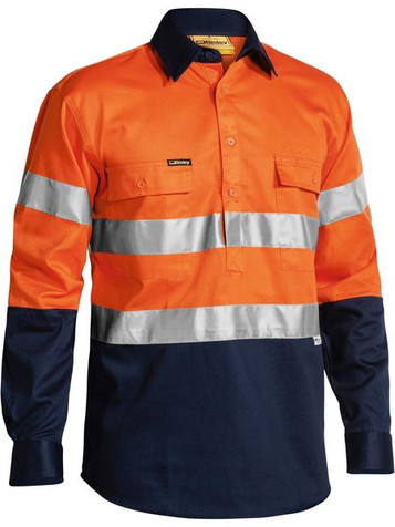 Taped Hi Vis Closed Front Drill Shirt