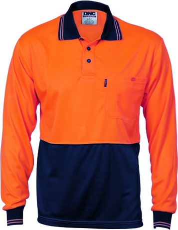 Hi Vis Two Tone Cool Breathe Polo Shirt - Long Sleeve