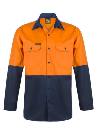 Hi Vis Cotton Drill Shirt-Ls