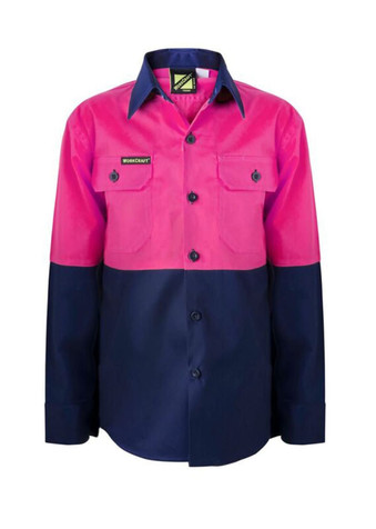 Kids Hi Vis Cotton Shirt-Ls || 74-WSK128