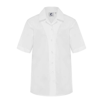 Short Sleeve Blouse with Revere Collar