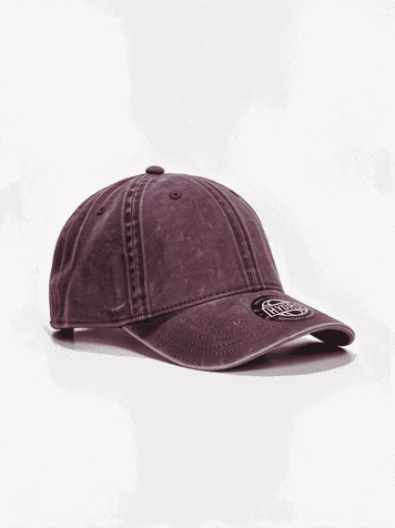 A stone blue chino cotton cap with a curved brim and a logo on the front.