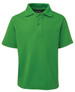 A vibrant green short-sleeve polo shirt featuring a collar and a logo.