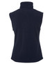 A navy polar vest featuring a high collar and a sleeveless design. It has a logo on the front.