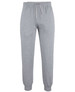 Light grey track pants with a drawstring waistband and cuffs at the ankles, featuring a branding logo.