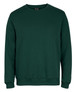 A green jumper with a crew neck and long sleeves, featuring a logo on the label.