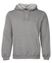 A grey hoodie featuring a front pocket and a drawstring hood. The interior hood has a contrasting light grey colour.