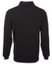A black long-sleeve rugby shirt featuring a collar and one logo. The shirt has a two-tone design.