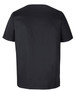 A unisex scrub top in black, featuring a simple design with short sleeves and a round neckline.