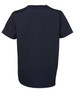A unisex scrub top in navy blue featuring a simple design and a logo on the back.