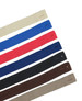 A selection of changeable cross back apron straps in beige, blue, red, black, and brown.
