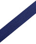 Navy blue cross back apron strap with a textured finish, featuring a branding logo.
