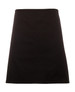 A black canvas waist apron featuring a large front pocket and a strap. Includes a logo on the design.