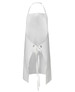 A white vinyl bib apron featuring a waist tie and eyelet details, suitable for workwear.