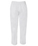 White elasticated pants featuring a simple design and an elastic waistband, suitable for casual wear.