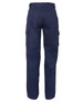 Navy cargo pants featuring multiple pockets and a classic fit, designed for women's wear. Includes branding.