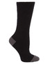 A black sock with grey accents, designed for workwear, featuring a logo.