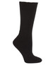 A black bamboo work sock featuring a ribbed design and a smooth finish. The sock has a logo on it.
