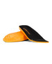 Footbed inserts in black with orange detailing, featuring textured surfaces for added grip and comfort.