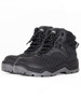 A pair of black cyclonic waterproof boots with textured detailing and a logo on the side.