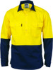 Hi Vis Two Tone Close Front Cotton Drill Shirt - Long Sleeve Gusset Sleeve
