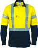 Hi Vis D/N Two Tone Drill Shirt with H-Pattern Generic R/ Tape - Long Sleeve