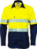 HiVis D/N 2 Tone Drill Shirt with H Pattern Generic R/ Tape - Long sleeve