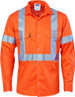 Hi Vis D/N Cotton Shirt with Cross Back Generic R/Tape - Long Sleeve