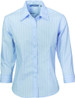 Ladies Stretch Yarn Dyed Contrast Stripe Shirts - 3/4 Sleeve