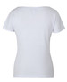A white ladies' short-sleeve boat neck tee, featuring a fitted style and simple design, with a small logo detail.
