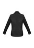 A women's long sleeve button-up shirt in black, featuring a classic collar and button cuffs.