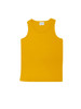 A bright yellow unisex micromesh singlet with a standard sleeveless design and a label inside.