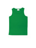 A bright green unisex micromesh singlet with a crew neckline and no sleeves. It features a label inside.