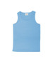 A light blue unisex micromesh singlet with a simple design and a label inside.