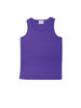 A unisex adult singlet in a vibrant purple colour, featuring a simple design and a logo on the label.