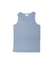A light blue unisex micromesh singlet featuring a round neckline and sleeveless design. It has a brand label inside.