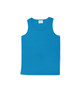 A bright blue micromesh singlet featuring a round neckline and no sleeves. It has a small logo at the top.