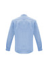 A light blue long sleeve button-up shirt featuring a back yoke and cuffs. Includes a logo.