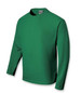 A green long sleeve T-shirt featuring a simple design and a crew neck, suitable for kids. It has a logo.
