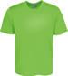 A bright green unisex micromesh T-shirt with short sleeves, featuring a logo on the tag.