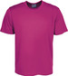 A plain micromesh T-shirt in vibrant magenta, featuring short sleeves and a round neckline. It has a branding logo.