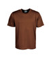 A brown unisex micromesh t-shirt with short sleeves and a branding label on the neckline.