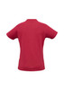 A red women's sprint short sleeve tee with a simple design and a small logo on the back.