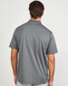 A grey men's sustainable poly/cotton polo shirt with contrast detailing and a collar. It features a logo on the front.