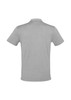 A grey men's short sleeve polo shirt featuring a collar and a logo. The back view shows a simple, sleek design.