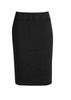 A black lined skirt with a relaxed fit and wool stretch fabric, featuring a simple design and no visible logos.
