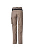 A pair of beige work pants featuring cargo pockets and a black waistband. The back view is displayed.